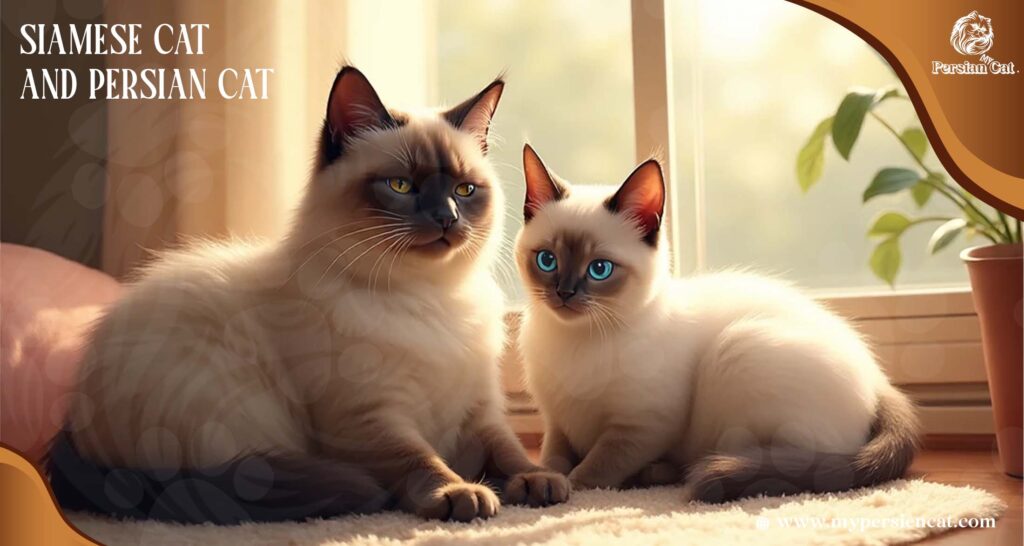 Siamese Cat and Persian Cat Grace Living with 
