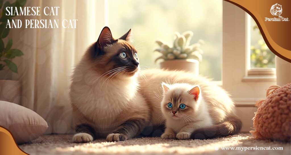 Siamese Cat and Persian Cat Grace Living with 
