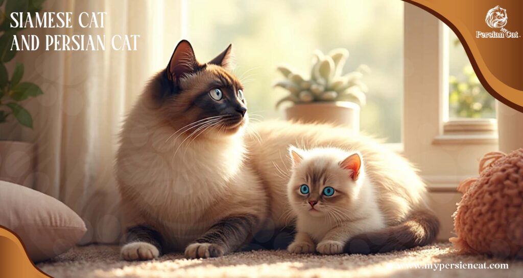 Siamese Cat and Persian Cat Grace Living with 
