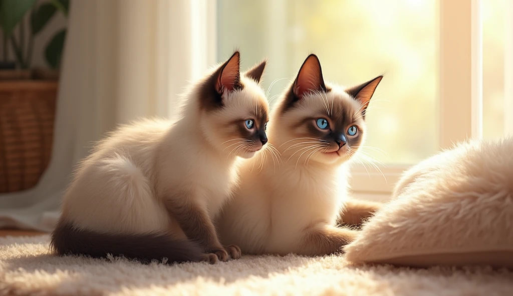 Siamese Cat and Persian Cat Grace Living with